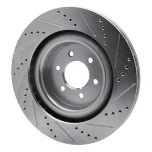 Dodge Viper Brake Rotor (1) - Rear Left - R1 Concepts - Drilled & Slotted - Silver - `03-`17